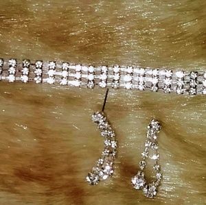 Rhinestone necklace and earrings